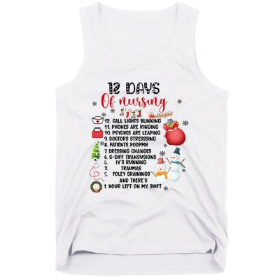 12 Days Of Nursing Funny Nurse Christmas Tank Top