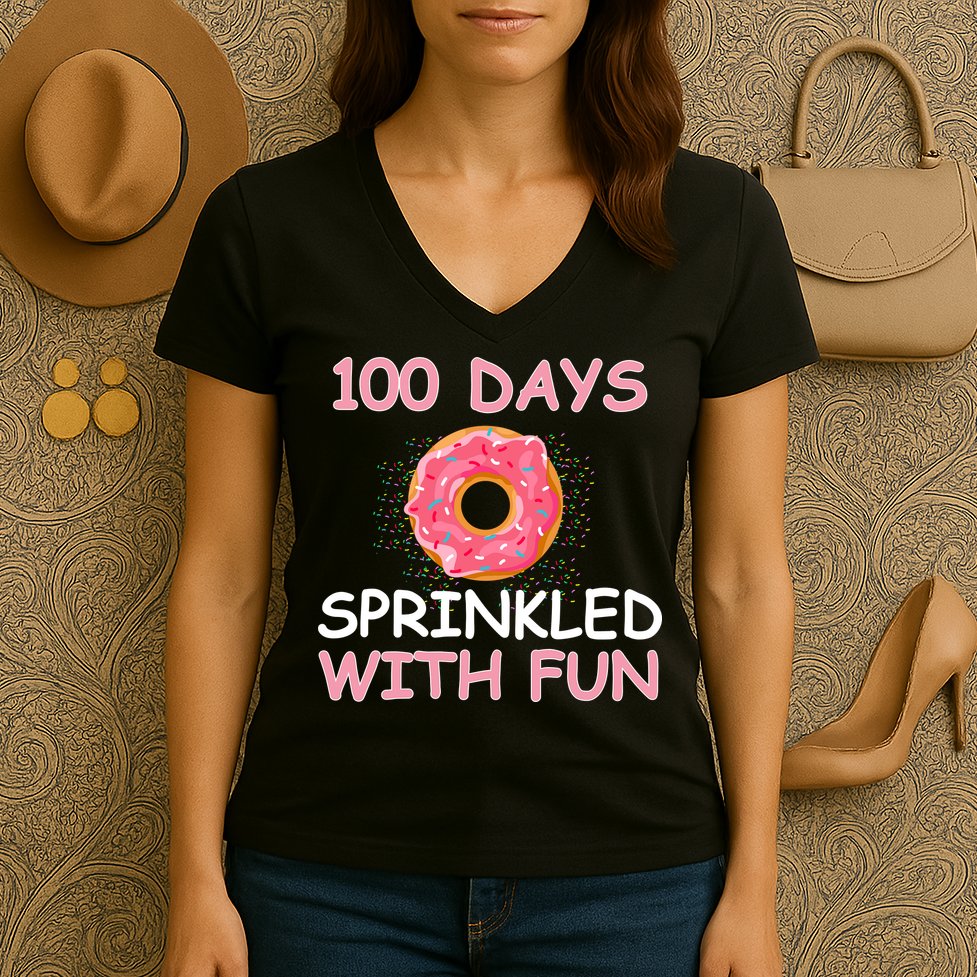 100th Day Of School Women's V-Neck T-Shirt