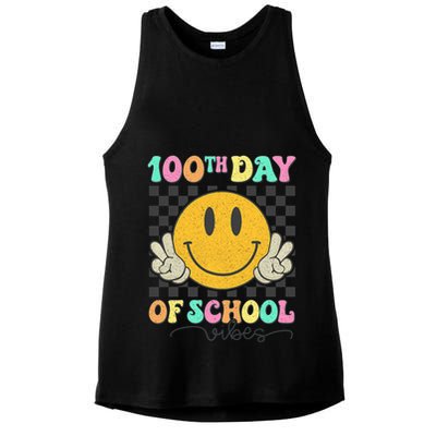 100th Day Of School Vibes Smiley Face Fun Design Ladies PosiCharge Tri-Blend Wicking Tank