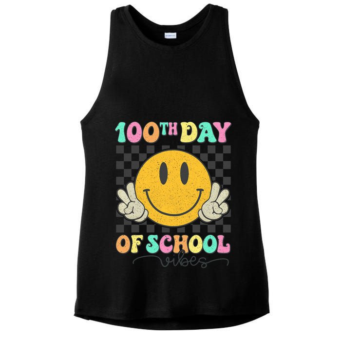 100th Day Of School Vibes Smiley Face Fun Design Ladies PosiCharge Tri-Blend Wicking Tank