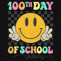 100th Day Of School Vibes Smiley Face Fun Design Ladies PosiCharge Tri-Blend Wicking Tank