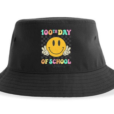 100th Day Of School Vibes Smiley Face Fun Design Sustainable Bucket Hat