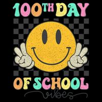 100th Day Of School Vibes Smiley Face Fun Design Sustainable Bucket Hat