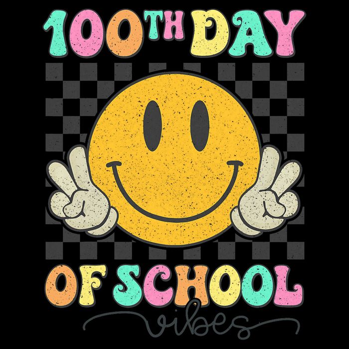 100th Day Of School Vibes Smiley Face Fun Design Sustainable Bucket Hat