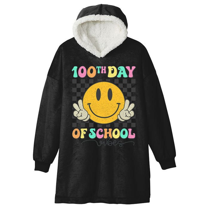 100th Day Of School Vibes Smiley Face Fun Design Hooded Wearable Blanket
