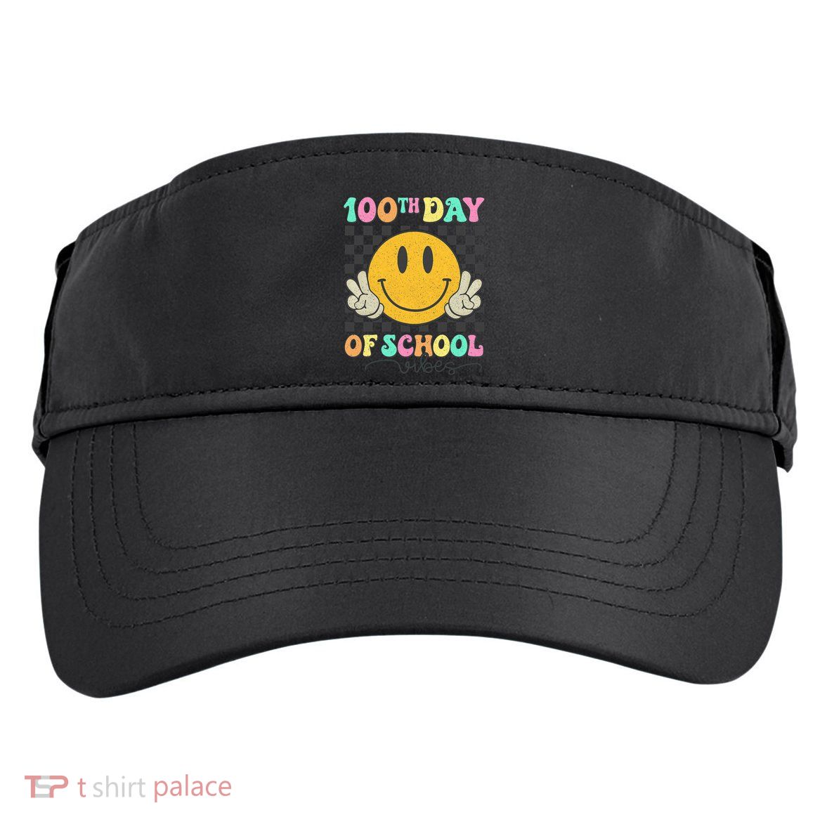 100th Day Of School Vibes Smiley Face Fun Design Adult Drive Performance Visor