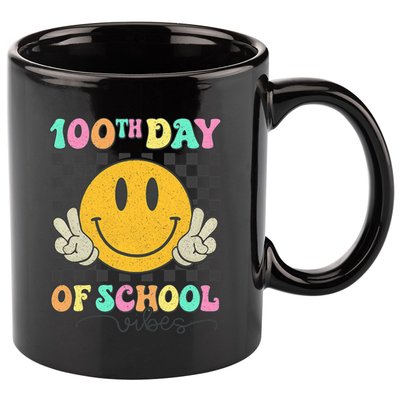 100th Day Of School Vibes Smiley Face Fun Design 11oz C Handle Ceramic Mug