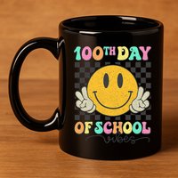 100th Day Of School Vibes Smiley Face Fun Design 11oz C Handle Ceramic Mug