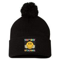 100th Day Of School Vibes Smiley Face Fun Design Pom Pom 12in Knit Beanie