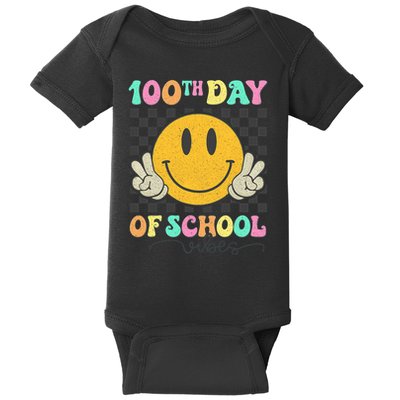 100th Day Of School Vibes Smiley Face Fun Design Baby Bodysuit