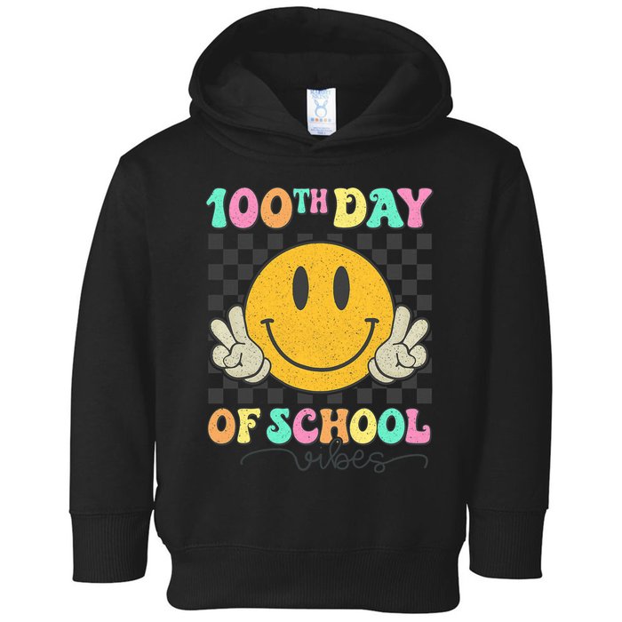 100th Day Of School Vibes Smiley Face Fun Design Toddler Hoodie