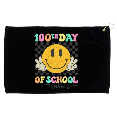 100th Day Of School Vibes Smiley Face Fun Design Grommeted Golf Towel