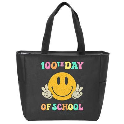 100th Day Of School Vibes Smiley Face Fun Design Zip Tote Bag