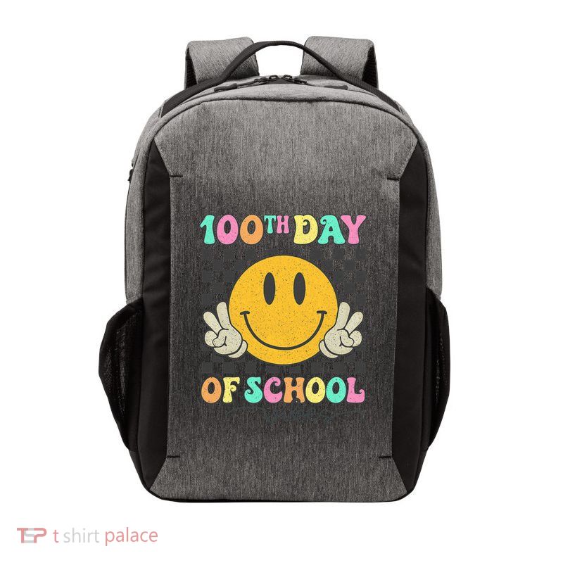 100th Day Of School Vibes Smiley Face Fun Design Vector Backpack