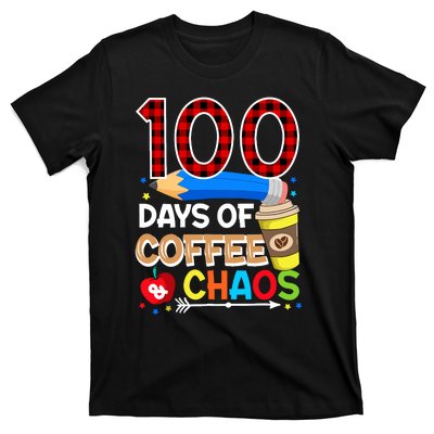 100 Days Of Coffee & Chaos - 100th Day Of School Teacher T-Shirt