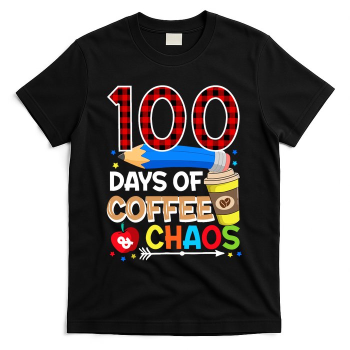 100 Days Of Coffee & Chaos - 100th Day Of School Teacher T-Shirt