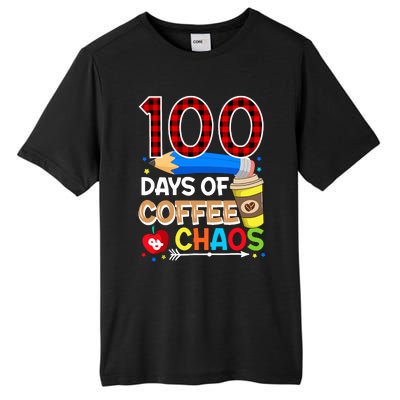 100 Days Of Coffee & Chaos - 100th Day Of School Teacher Tall Fusion ChromaSoft Performance T-Shirt