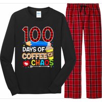 100 Days Of Coffee & Chaos - 100th Day Of School Teacher Long Sleeve Pajama Set