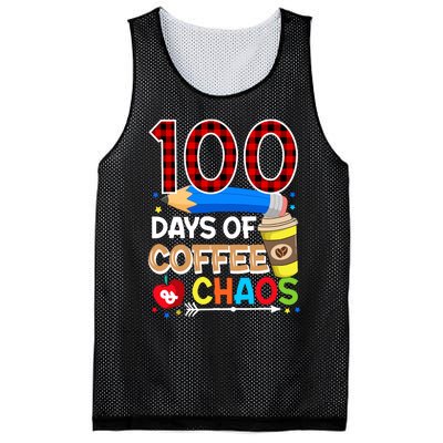 100 Days Of Coffee & Chaos - 100th Day Of School Teacher Mesh Reversible Basketball Jersey Tank