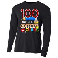 100 Days Of Coffee & Chaos - 100th Day Of School Teacher Cooling Performance Long Sleeve Crew