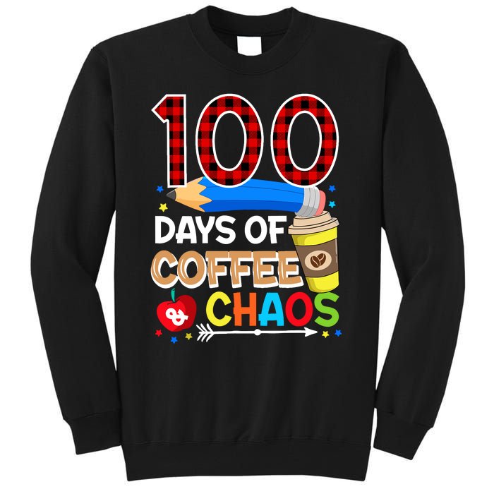 100 Days Of Coffee & Chaos - 100th Day Of School Teacher Tall Sweatshirt