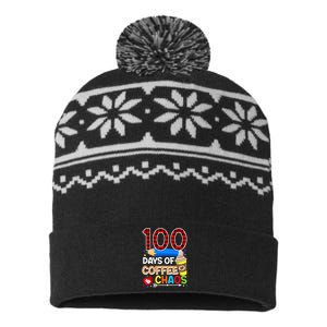 100 Days Of Coffee & Chaos - 100th Day Of School Teacher USA-Made Snowflake Beanie