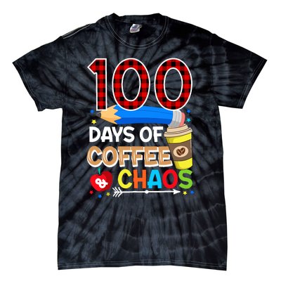 100 Days Of Coffee & Chaos - 100th Day Of School Teacher Tie-Dye T-Shirt