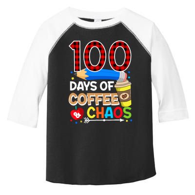 100 Days Of Coffee & Chaos - 100th Day Of School Teacher Toddler Fine Jersey T-Shirt