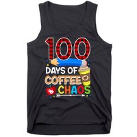 100 Days Of Coffee & Chaos - 100th Day Of School Teacher Tank Top