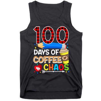 100 Days Of Coffee & Chaos - 100th Day Of School Teacher Tank Top