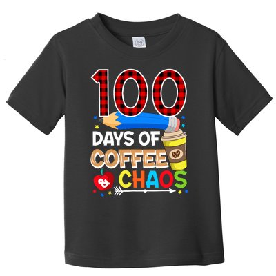 100 Days Of Coffee & Chaos - 100th Day Of School Teacher Toddler T-Shirt