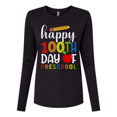 100 Days Of Preschool Happy 100Th Day Of School Preschool Gift Womens Cotton Relaxed Long Sleeve T-Shirt