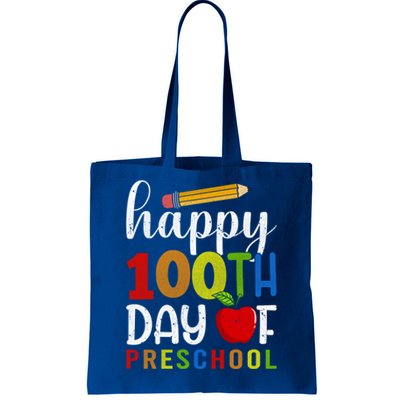 100 Days Of Preschool Happy 100Th Day Of School Preschool Gift Tote Bag