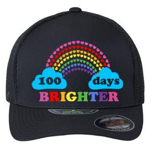 100 Days Of Brighter Colorful Rainbow 100 Days Of School Gift Flexfit Unipanel Trucker Cap