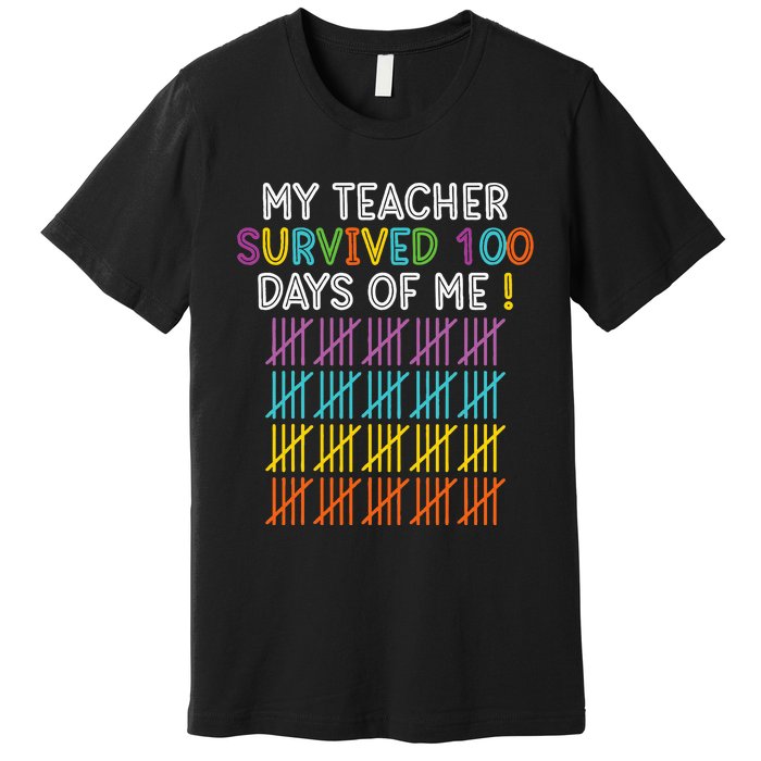 100 Days Of School Happy 100th Day Of School Teacher Student Premium T-Shirt