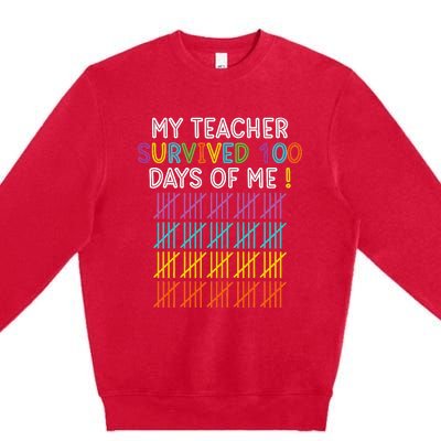 100 Days Of School Happy 100th Day Of School Teacher Student Premium Crewneck Sweatshirt