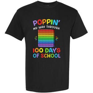 100th Day Of School Poppin My Way Through 100 Days Garment-Dyed Heavyweight T-Shirt