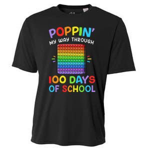 100th Day Of School Poppin My Way Through 100 Days Cooling Performance Crew T-Shirt