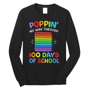 100th Day Of School Poppin My Way Through 100 Days Long Sleeve Shirt