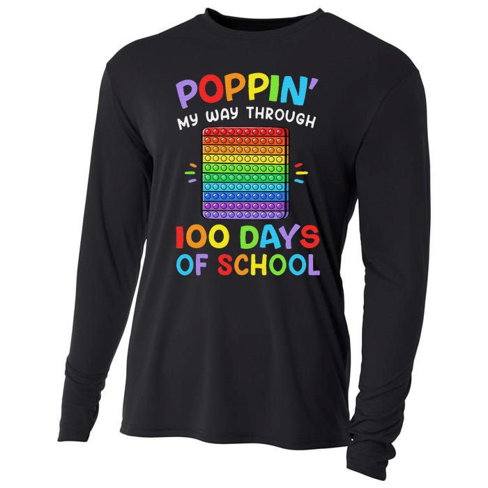 100th Day Of School Poppin My Way Through 100 Days Cooling Performance Long Sleeve Crew