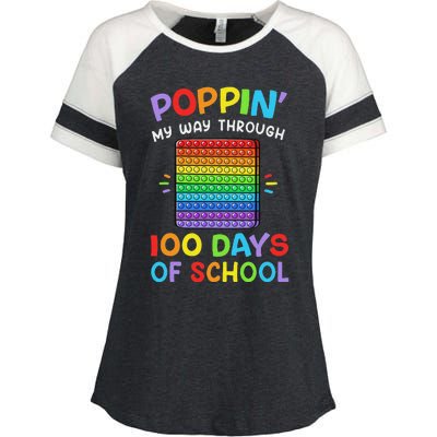 100th Day Of School Poppin My Way Through 100 Days Enza Ladies Jersey Colorblock Tee