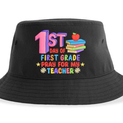 1st Day Of First Grade Pray For My Teacher Sustainable Bucket Hat