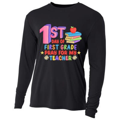 1st Day Of First Grade Pray For My Teacher Cooling Performance Long Sleeve Crew