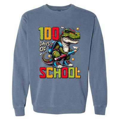 100 Days Of School Trex 100 Days Smarter 100th Day Of School Garment-Dyed Sweatshirt