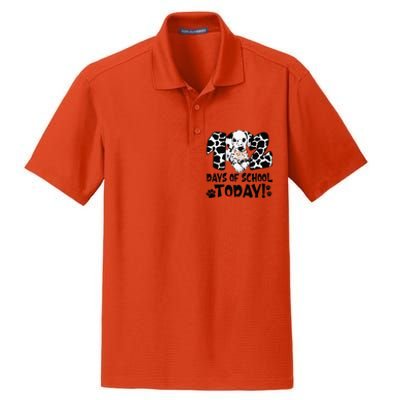 102 Days Of School Today Dalmatian Dog Funny 100th Day Dry Zone Grid Polo