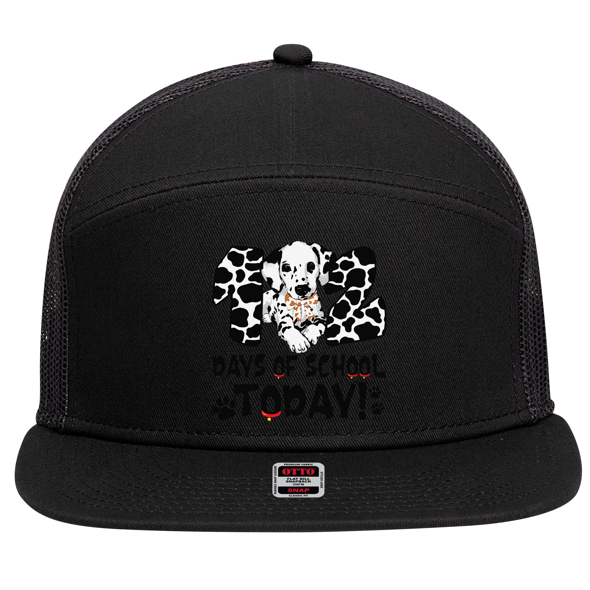 102 Days Of School Today Dalmatian Dog Funny 100th Day 7 Panel Mesh Trucker Snapback Hat