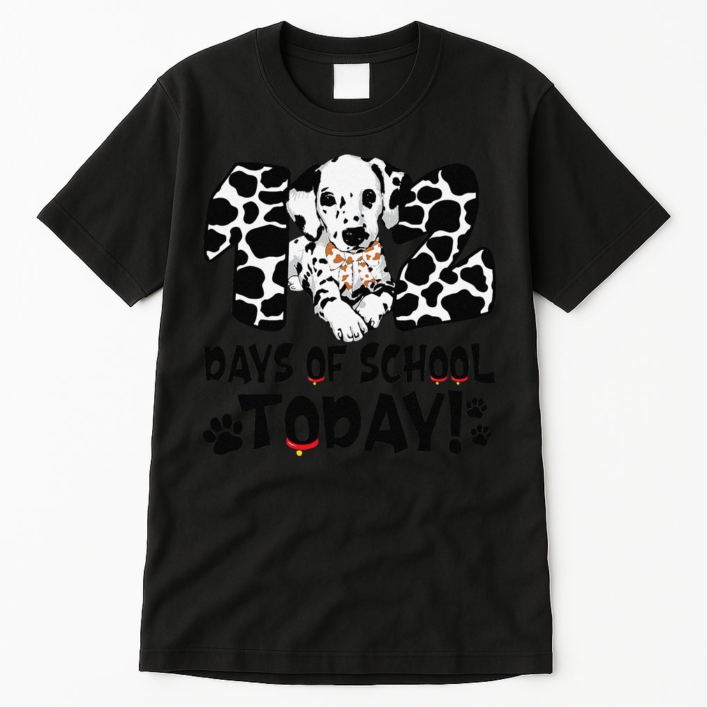 102 Days Of School Today Dalmatian Dog Funny 100th Day Tall T-Shirt