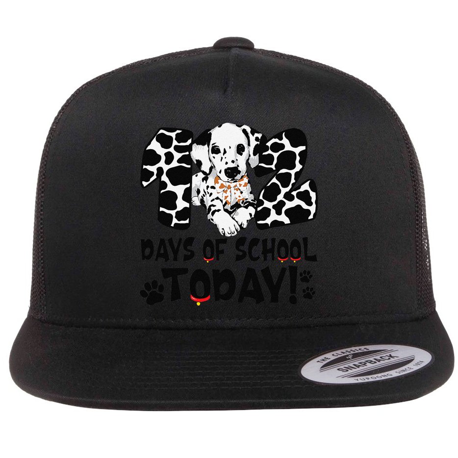 102 Days Of School Today Dalmatian Dog Funny 100th Day Flat Bill Trucker Hat