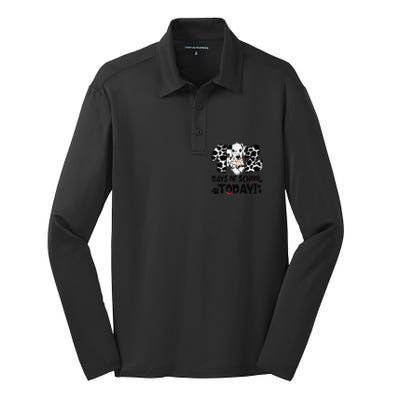 102 Days Of School Today Dalmatian Dog Funny 100th Day Silk Touch Performance Long Sleeve Polo