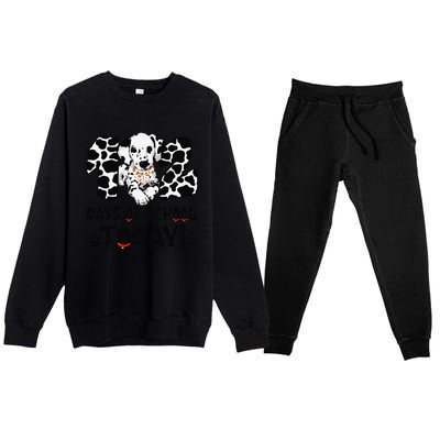 102 Days Of School Today Dalmatian Dog Funny 100th Day Premium Crewneck Sweatsuit Set